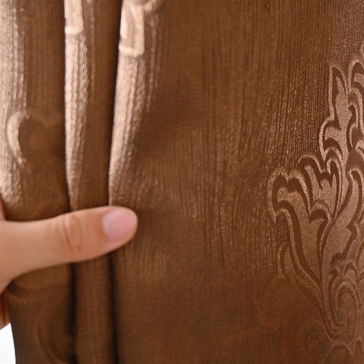 Brown Glossy Jacquard Curtain Fabrics factory