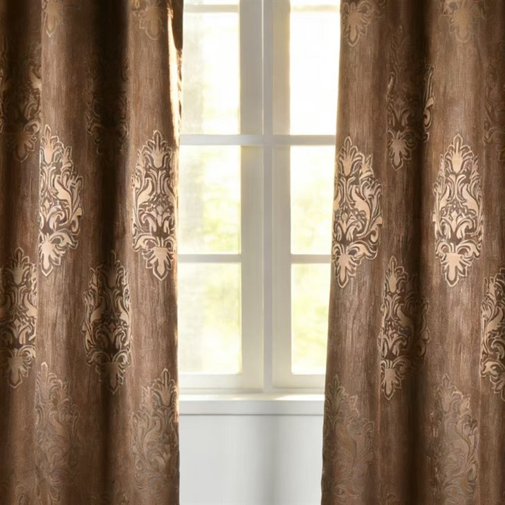 Brown Glossy Jacquard Curtains factory