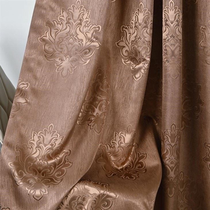 Brown Glossy Jacquard Curtains high quality