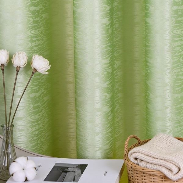 Light Fruit Green Water Ripple Jacquard Curtain Fabrics factory