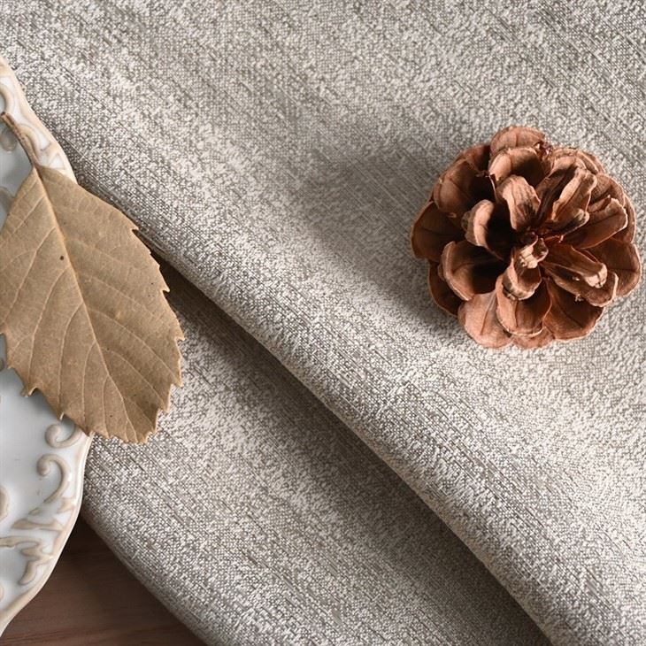 Oatmeal Gray-striped Cationic Jacquard Curtain Fabrics factory