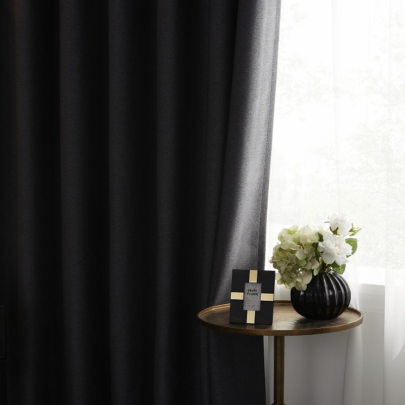 Dark Double-sided Cotton And Linen Blackout Curtain Fabrics factory