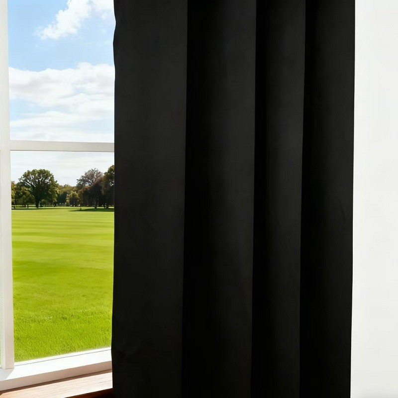 Deep Black Half Blackout Curtains Polyester Curtain factory