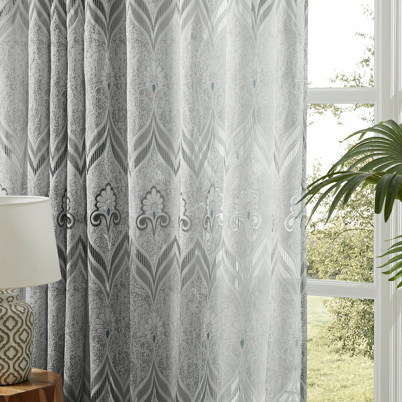 Light Gray Luxurious Retro Embroidered Curtain suppliers