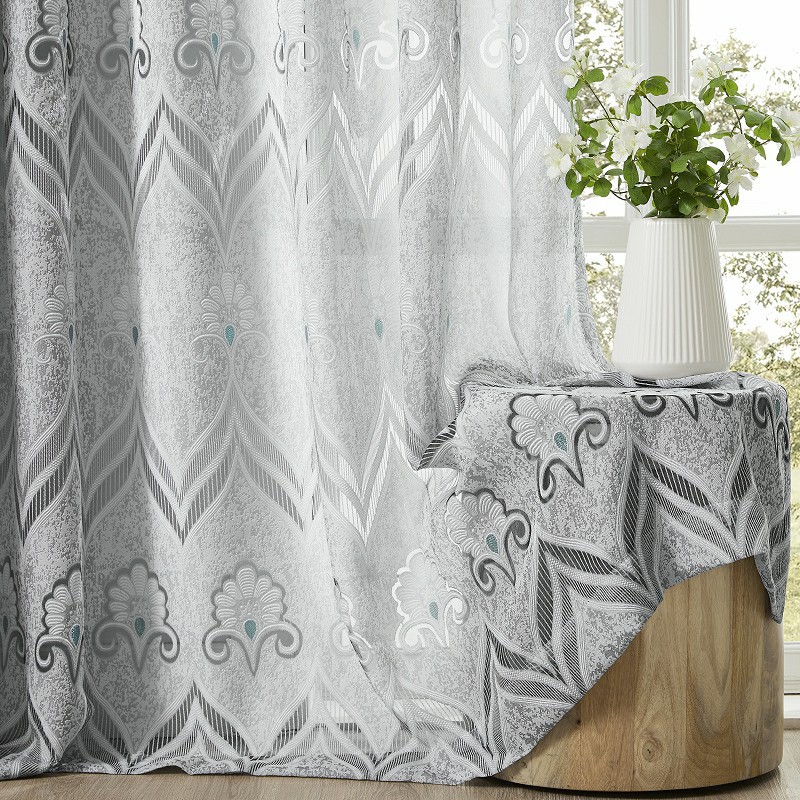 Light Gray Luxurious Retro Embroidered Curtain factory