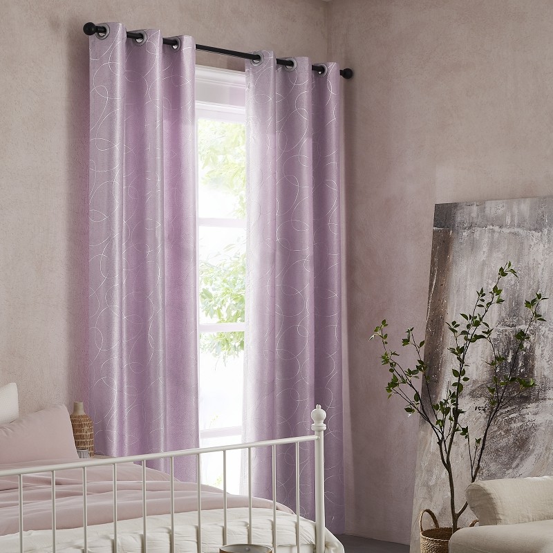 Modern Light Pink Graded Metallic Curtain Fabrics high quality