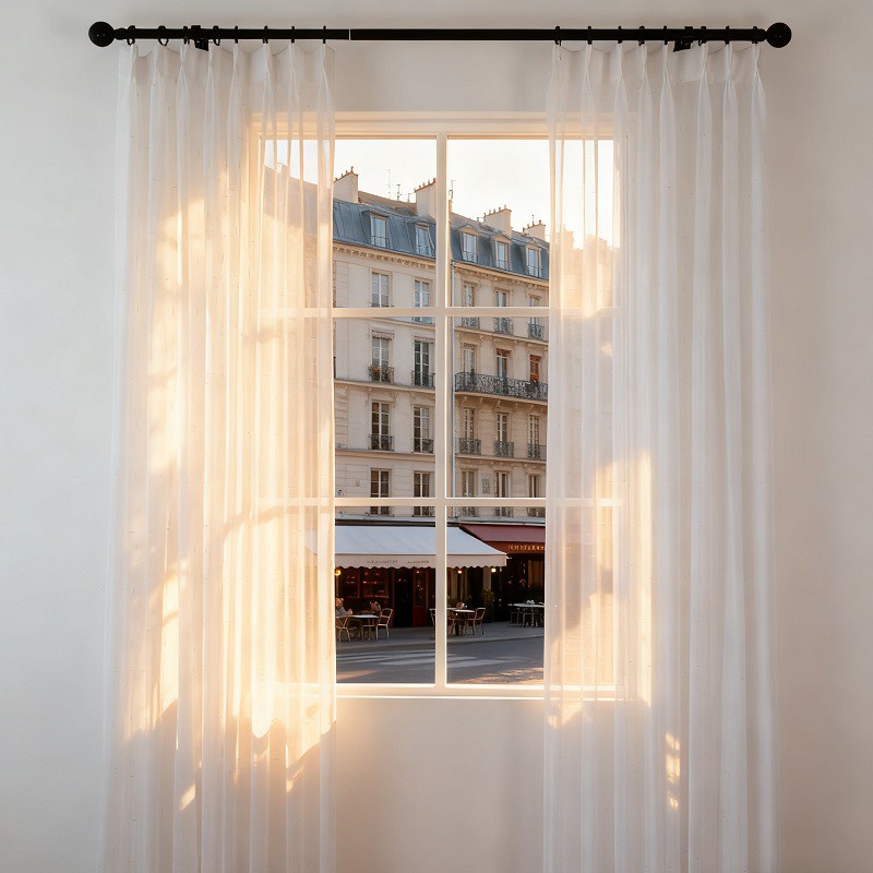 Silver and Gold Checkered Yarn-dyed Sheer Curtain