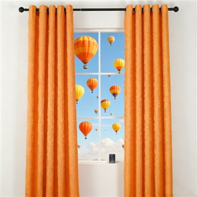 Orange-yellow Cationic Jacquard Curtain